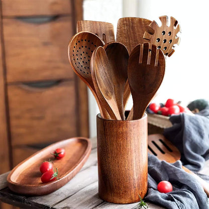 Teak wooden kitchen utensils
7-piece wooden utensil set
Heat-resistant wooden cooking tools
Non-stick safe kitchen spatulas
Teakwood soup ladle and salad fork
Natural wooden spatulas and spoons
Durable non-scratch cooking utensils